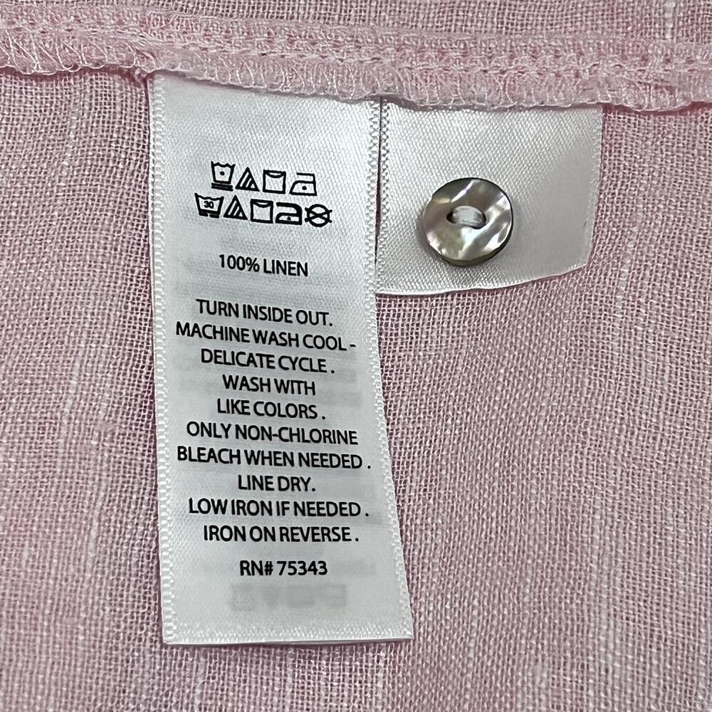 Joie Shirt Womens Large Pink 100% Linen Button Front Long Sleeve Top Lightweight - Picture 7 of 7